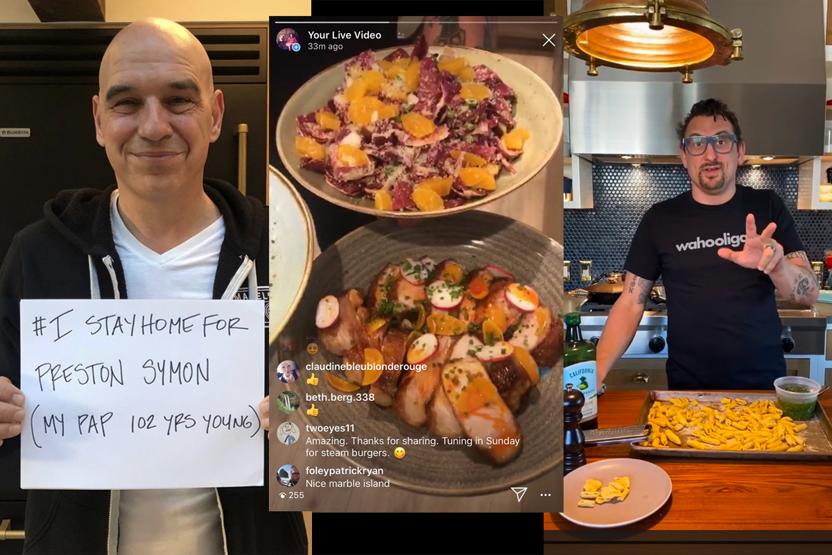 a montage of chefs teaching online cooking lessons