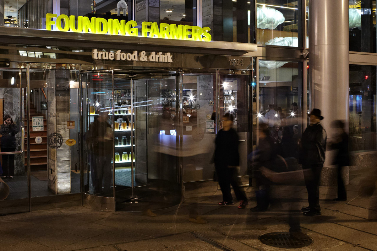 A line forms outside Founding Farmers grocery store. (Photo courtesy of Founding Farmers)