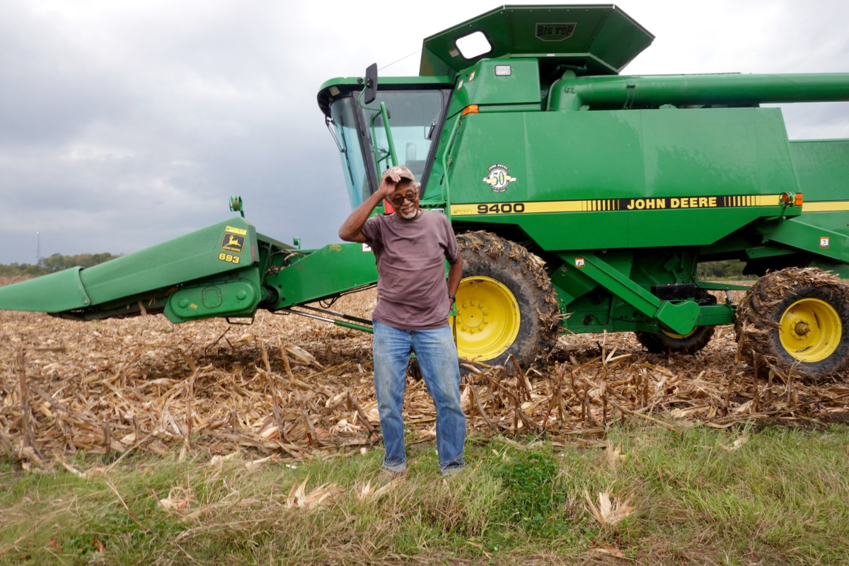 PRINCETON, INDIANA - OCTOBER 11: Glenn Morris, 83, harvests corn on October 11, 2021 in Princeton, Indiana. Morris is one of two full-time black farmers who still farm in Lyles Station, a region of Indiana once dominated by black farmers. Black farms in the U.S. once numbered nearly a million but now there are fewer than 36,000, according to the U.S. Department of Agriculture’s latest farm census. Racist practices by the USDA, which provides farmers with loans to carry them from planting to harvest, have been blamed for some of that loss. The government is attempting to make amends with a provision in the pandemic relief bill that provides for debt forgiveness to help farmers of color. (Photo by Scott Olson/Getty Images)