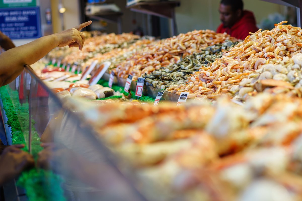 buyers at a fish market